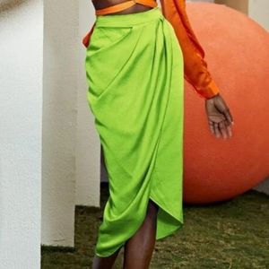 SHEIN privé Neon Lime Wrap Detail Skirt